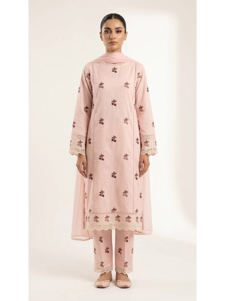 Blush Pink Embroidered 2-Piece Suit with Floral Motifs 🌸