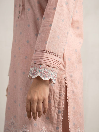 Elegant Embroidered Blush Pink 2-Piece Lawn Suit with Scalloped Details