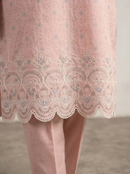 Elegant Embroidered Blush Pink 2-Piece Lawn Suit with Scalloped Details