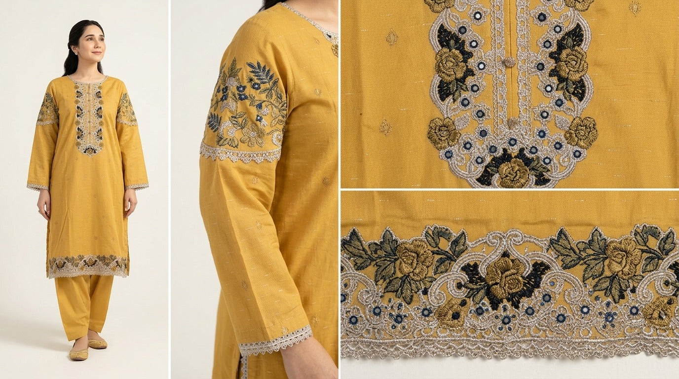 Mustard Yellow Embroidered 2&3-Piece Suit 💛