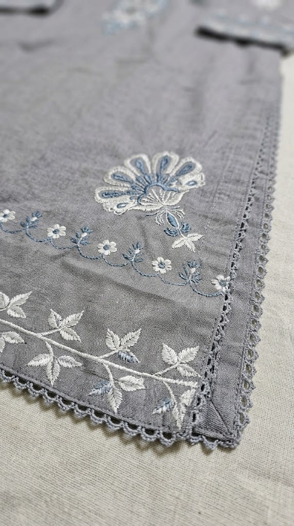 Grey Embroidered Kurti with Floral Motifs ✨