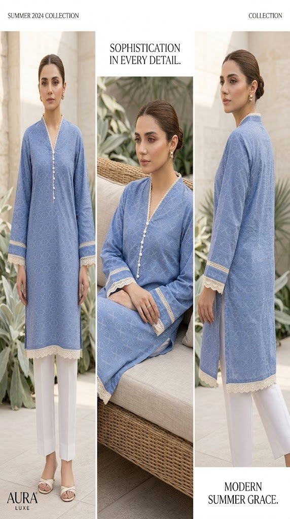 Classic Lace-Detailed Kurti – 3 Styles ✨