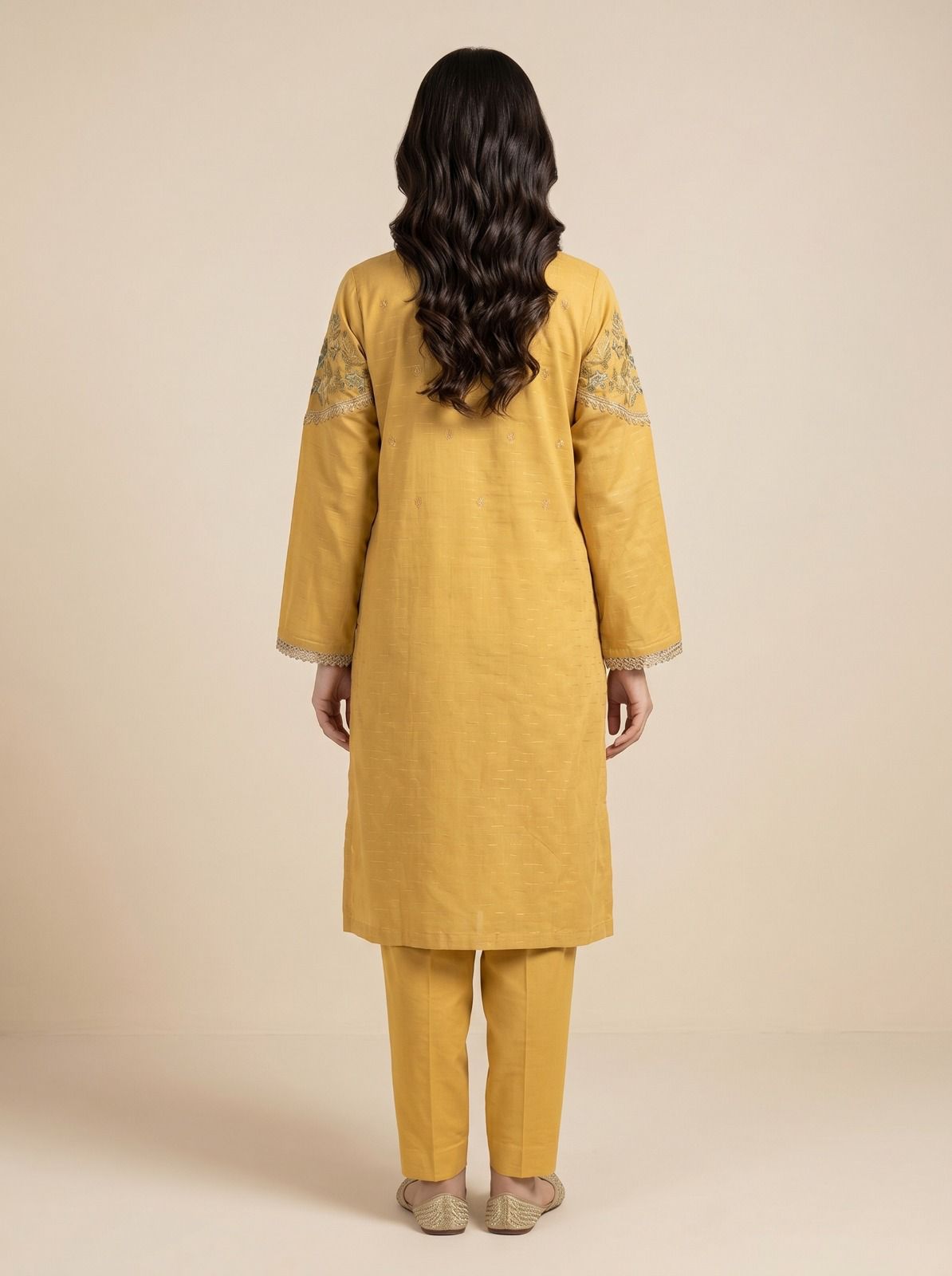 Mustard Yellow Embroidered Lawn Suit 💛