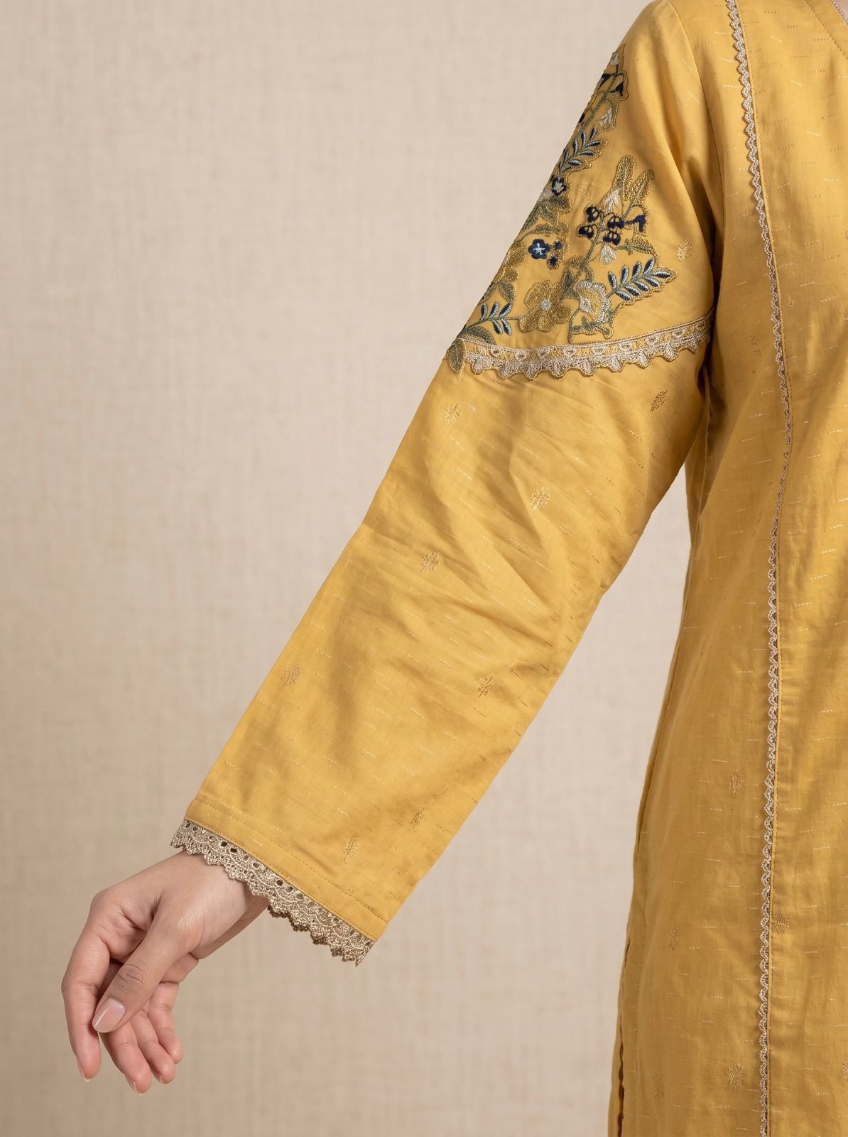Mustard Yellow Embroidered Lawn Suit 💛
